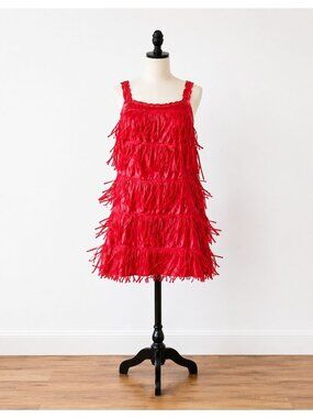 Flapper Fringe Costume Dress Women's Small Red Charleston Great Gatsby 1920s